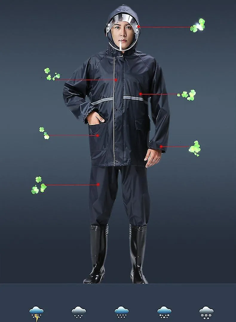 2022 Durable Polyester Waterproof Rain Wear Coat Men's Rain Jacket Trouser Rain Suit