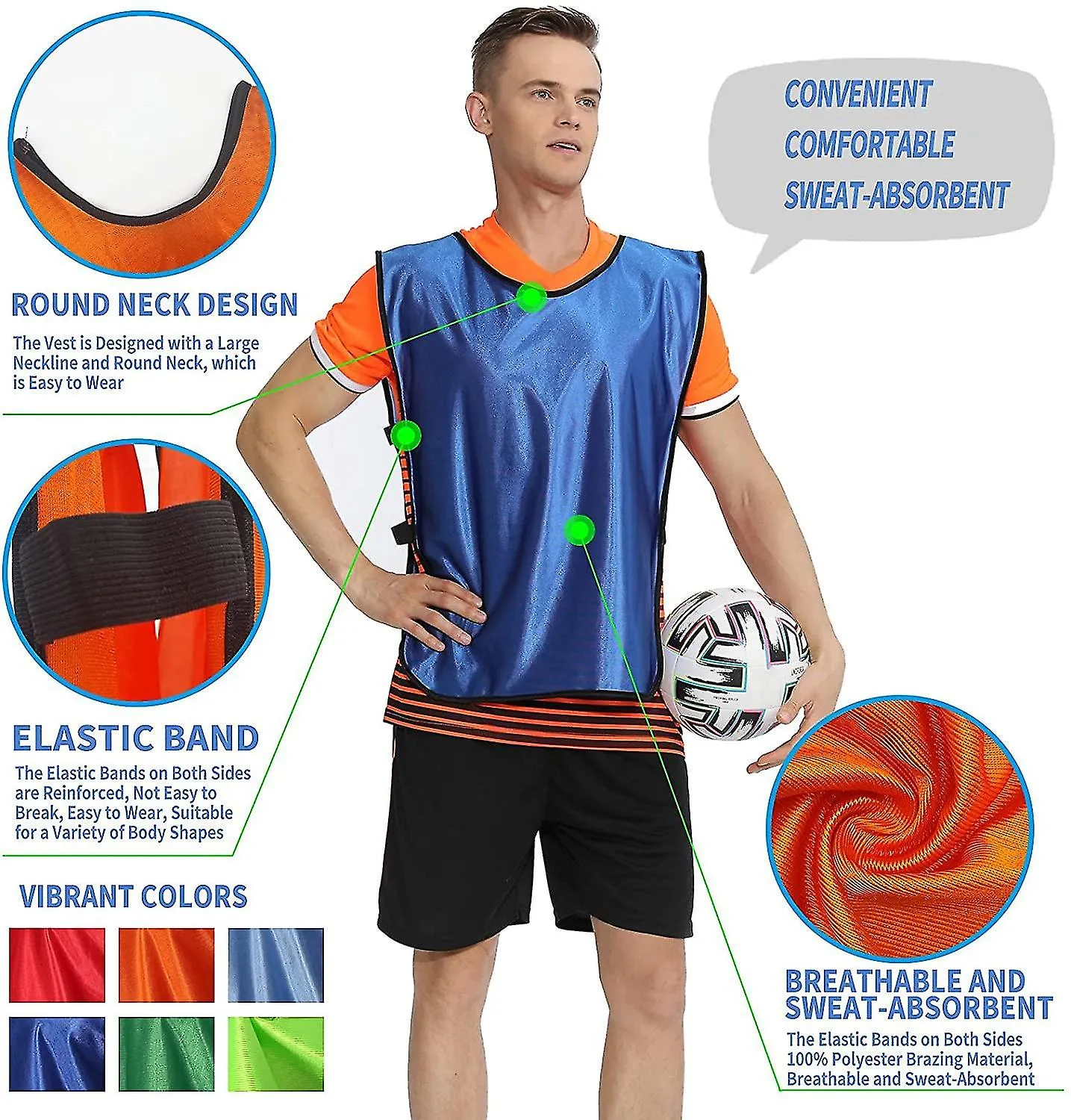 6 Packscrimmage Vests Jersey Compatible With Soccer Basketball Hockey Adult