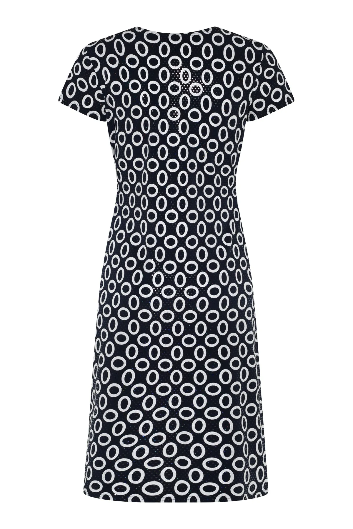 78638- Navy Cream Sequence Wrap Dress - Tia