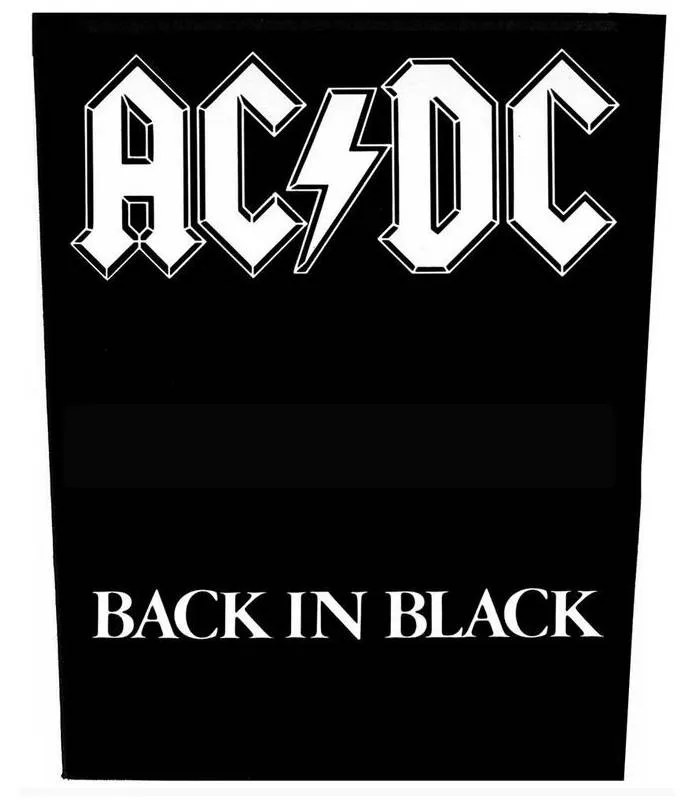 ACDC back in black Parche para coser Sew On back Patch Espaldera