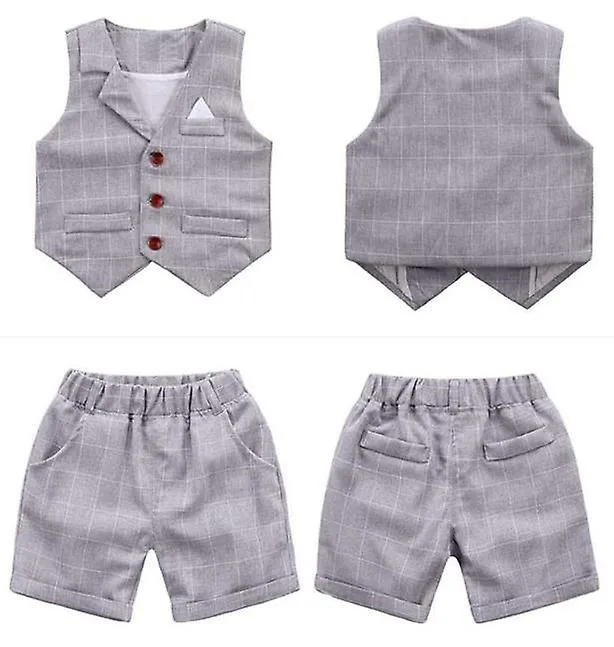 Baby Boy Dress Suit 3 Sets, Shirts Vests Shorts