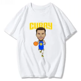 Basketball Champion Camiseta Stephen Curry Warriors Retro Print Tshirt para Hombres 100% Algodón Loose Tops Masculino Tees Casua