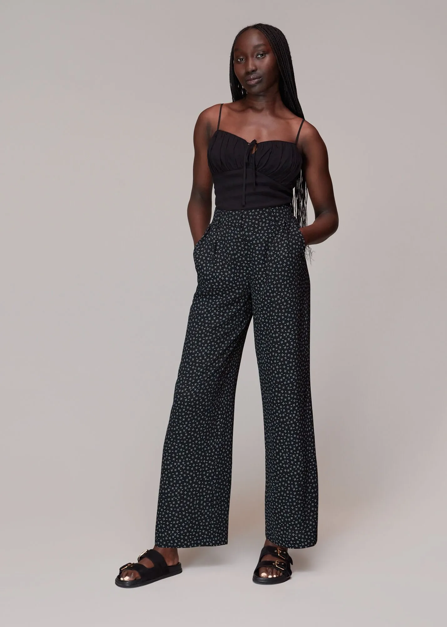 Black Lizzie Geo Dot Print Trouser