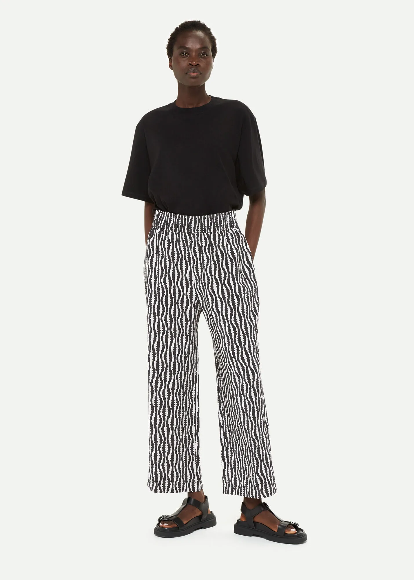 Black Optical Rope Cropped Trouser