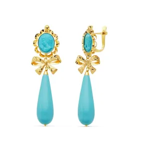 Boucles d'oreilles pendantes Samara Turquoise Or Jaune 18K 62mm