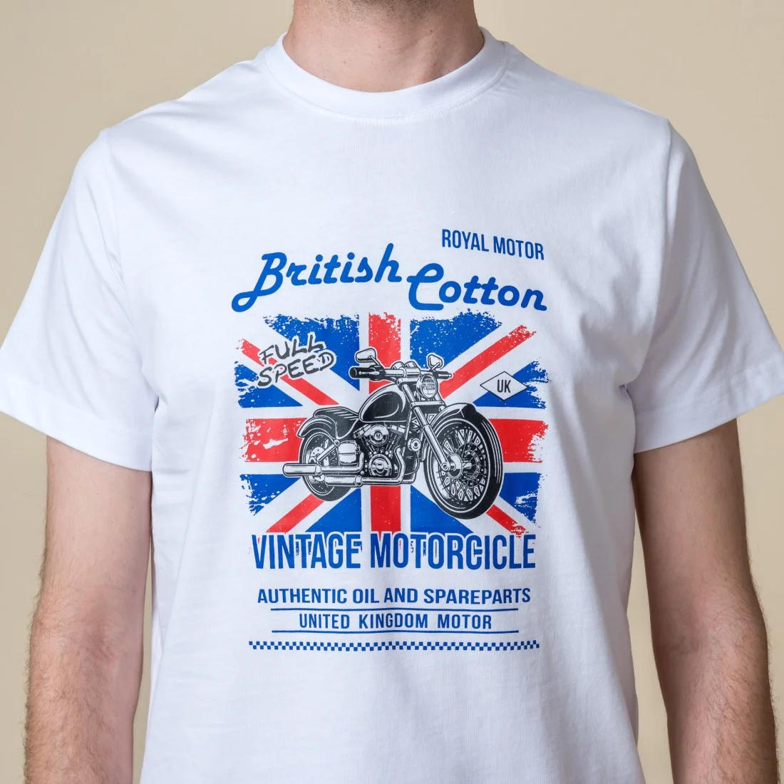 CAMISETA VINTAGE MOTORCICLE BLANCO