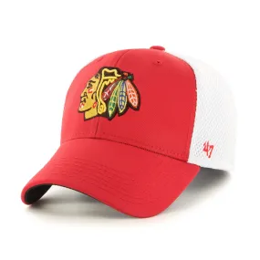 Chicago Blackhawks 47 Brand Red Back Pedal Contender Mesh Stretch Fit Hat Cap