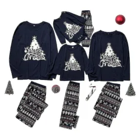 Christmas Family Matching Xmas Tree Print Long Sleeve Tops + Pants Sleepwear Pajamas Set