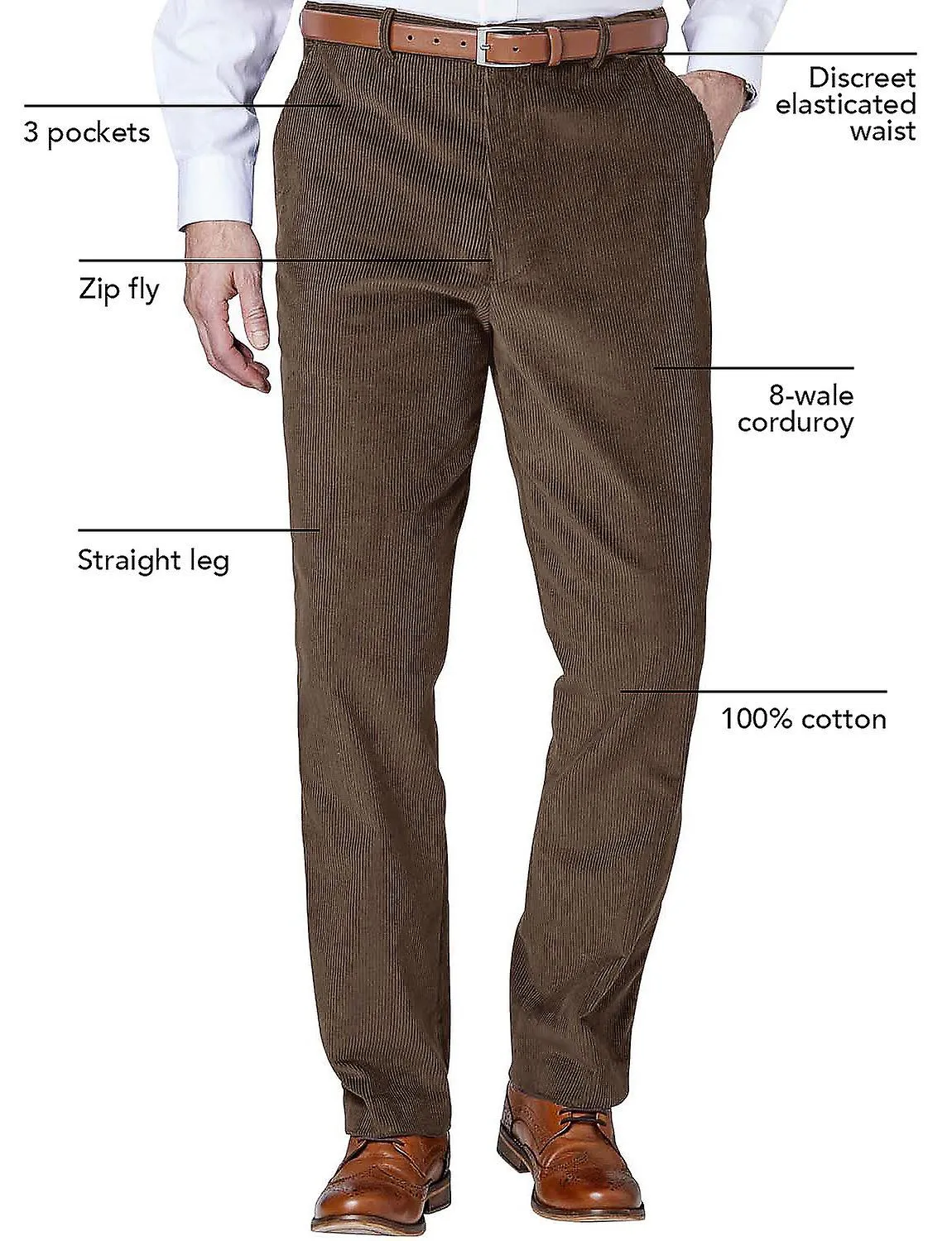 Chums | Mens | Cotton Corduroy Trouser | Stylish & Comfortable Hidden Extra Waistband Pants for Men