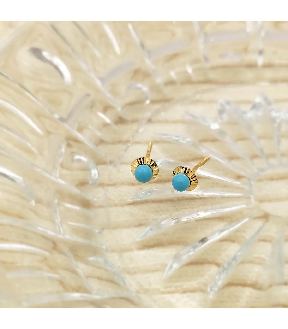 Clous d'oreilles turquoise Anabela 5 mm 18 Ct.