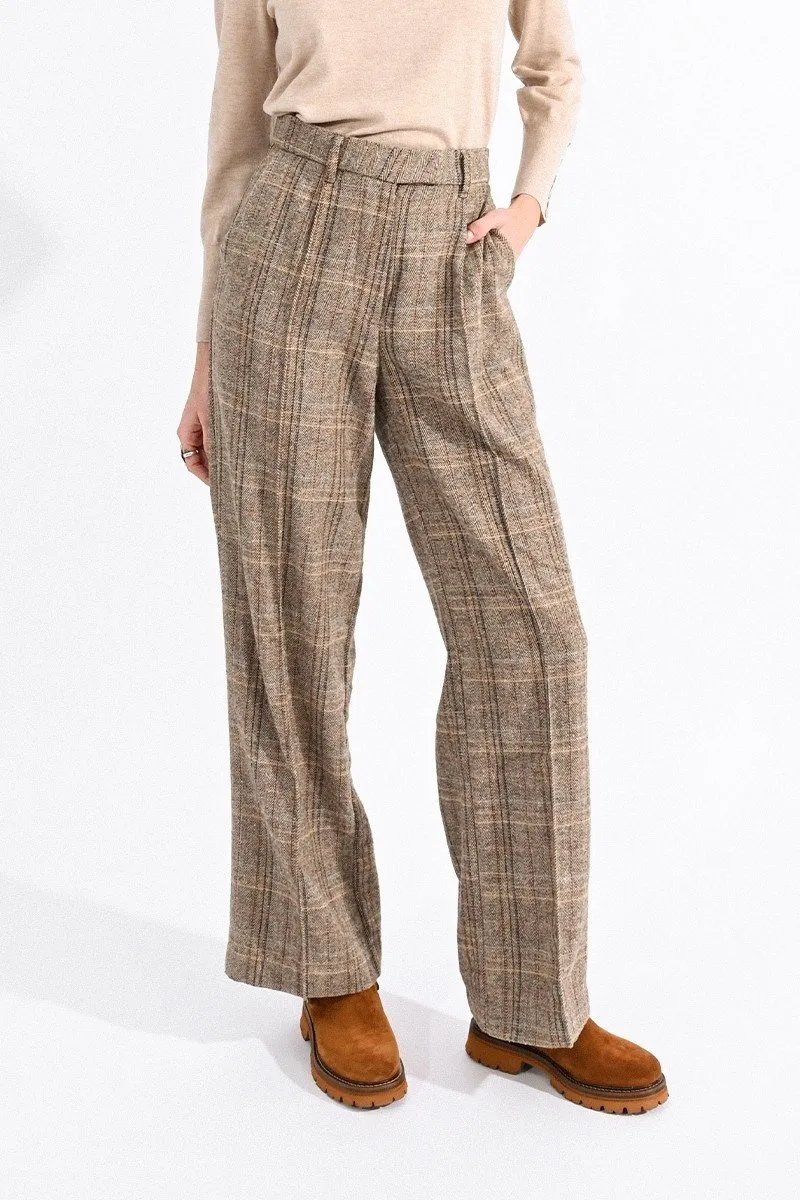 Conover Wide Leg Trouser -  Herringbone Multi