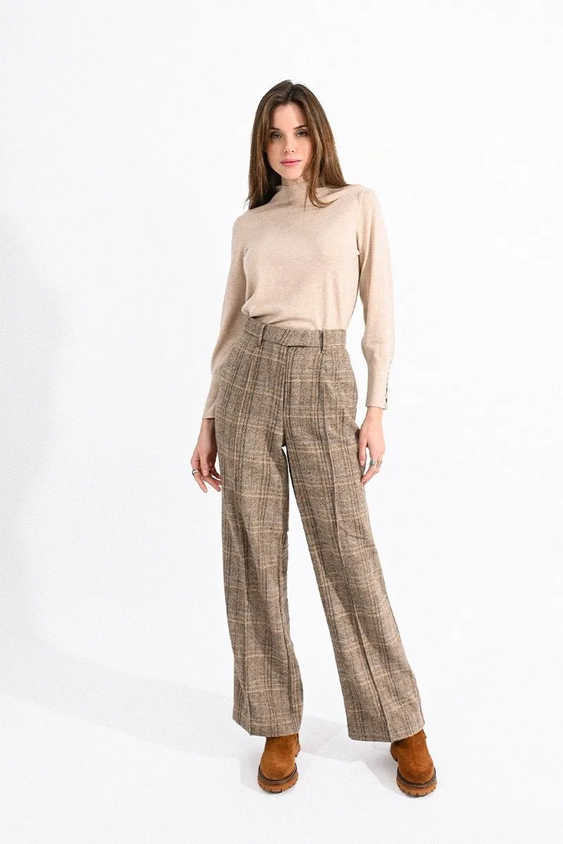 Conover Wide Leg Trouser -  Herringbone Multi