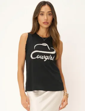 Cowgirl Tank Top in Dark Wash Black