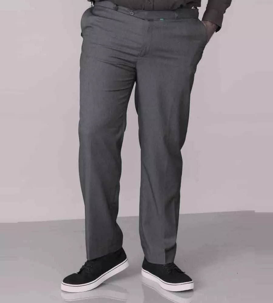 D555 Big Mens Charcoal Stretch Dress Trouser Extenda Waist (SUPREME CHARCOAL)