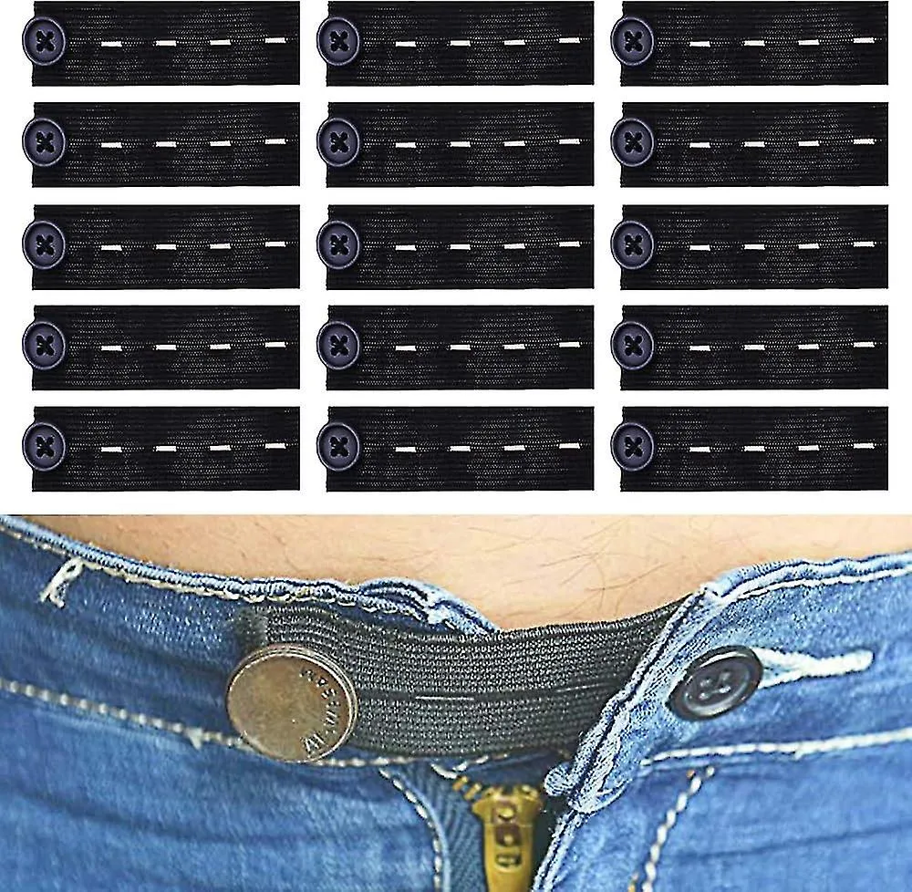 Elastic Waist Extenders, 15pcs Adjustable Elastic Trouser Button Extenders Wasitband Expanders For Pants Shorts Jeans Universal 