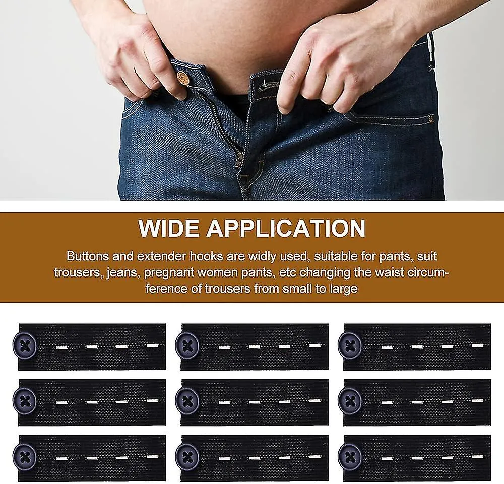 Elastic Waist Extenders, 15pcs Adjustable Elastic Trouser Button Extenders Wasitband Expanders For Pants Shorts Jeans Universal 