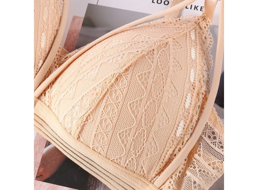 Floral Lace Bras for Women Sexy Lingerie Beauty Back Deep V Lace Bralette Female Brassiere Wire Free Thin Underwear Push Up Bra|