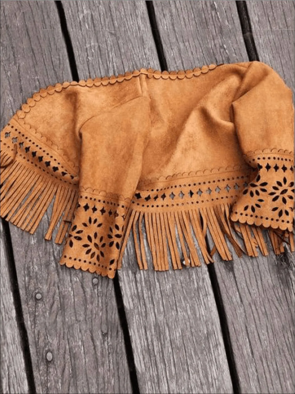 Girls Suede Bohemian Fringe Jacket