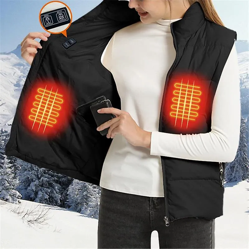 Heated Vests for Men and Women Smart USB Stand Collar Thermal Zipper Tank