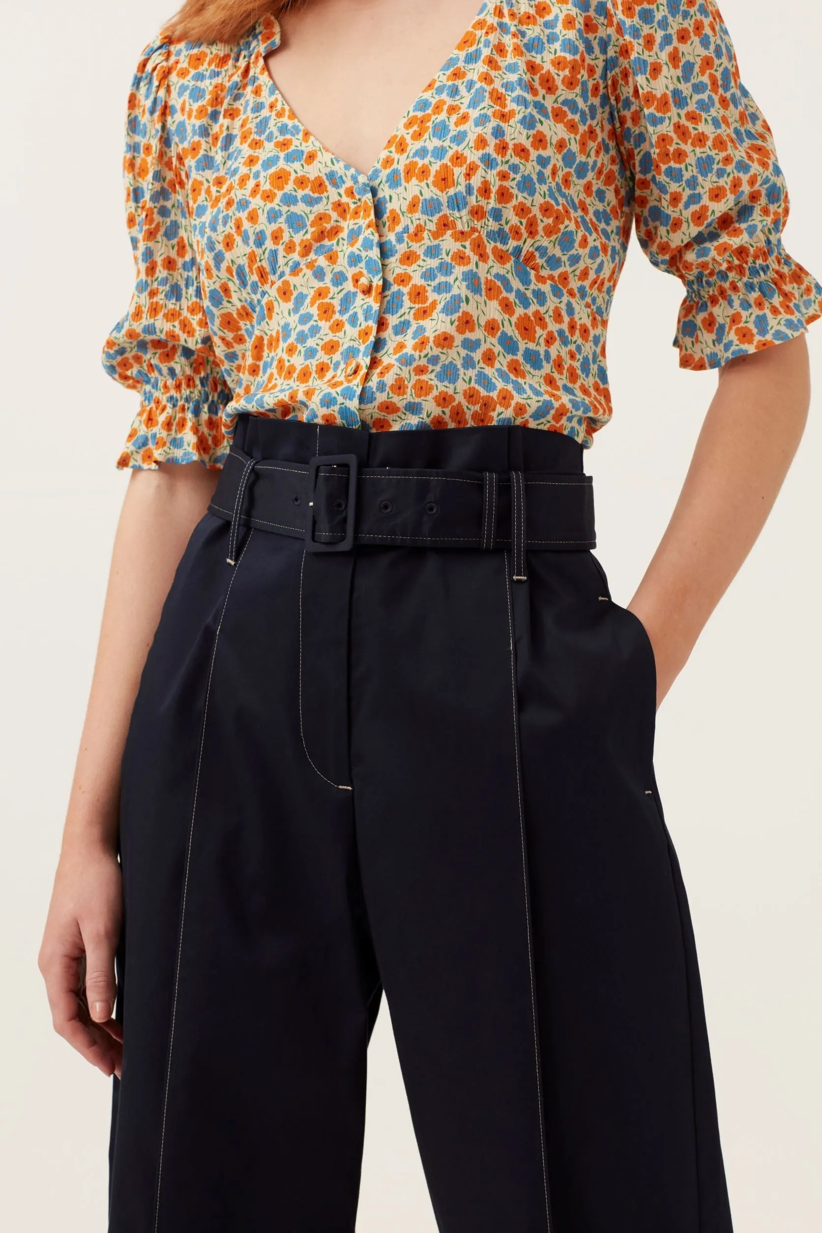 High Waisted Trouser - Navy