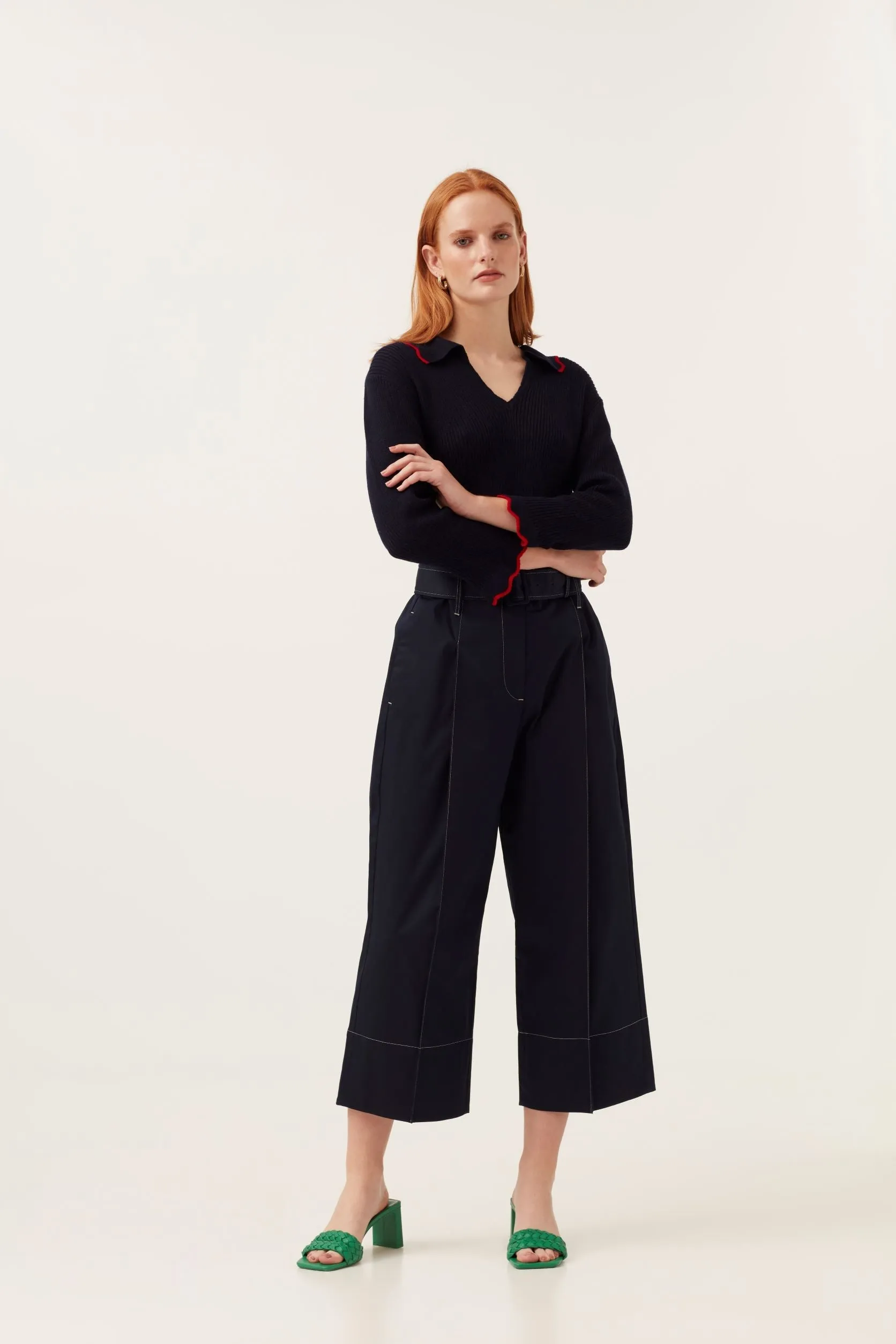 High Waisted Trouser - Navy