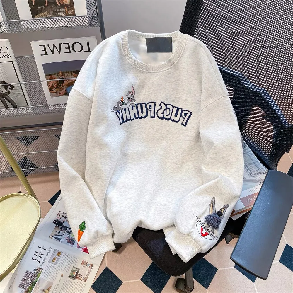 Japanese cityboy three-dimensional embroidered rabbit sweatshirt for men and women in spring and autumn, high-end and beautiful 