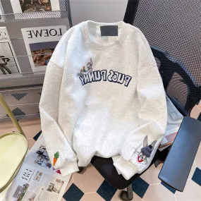 Japanese cityboy three-dimensional embroidered rabbit sweatshirt for men and women in spring and autumn, high-end and beautiful 