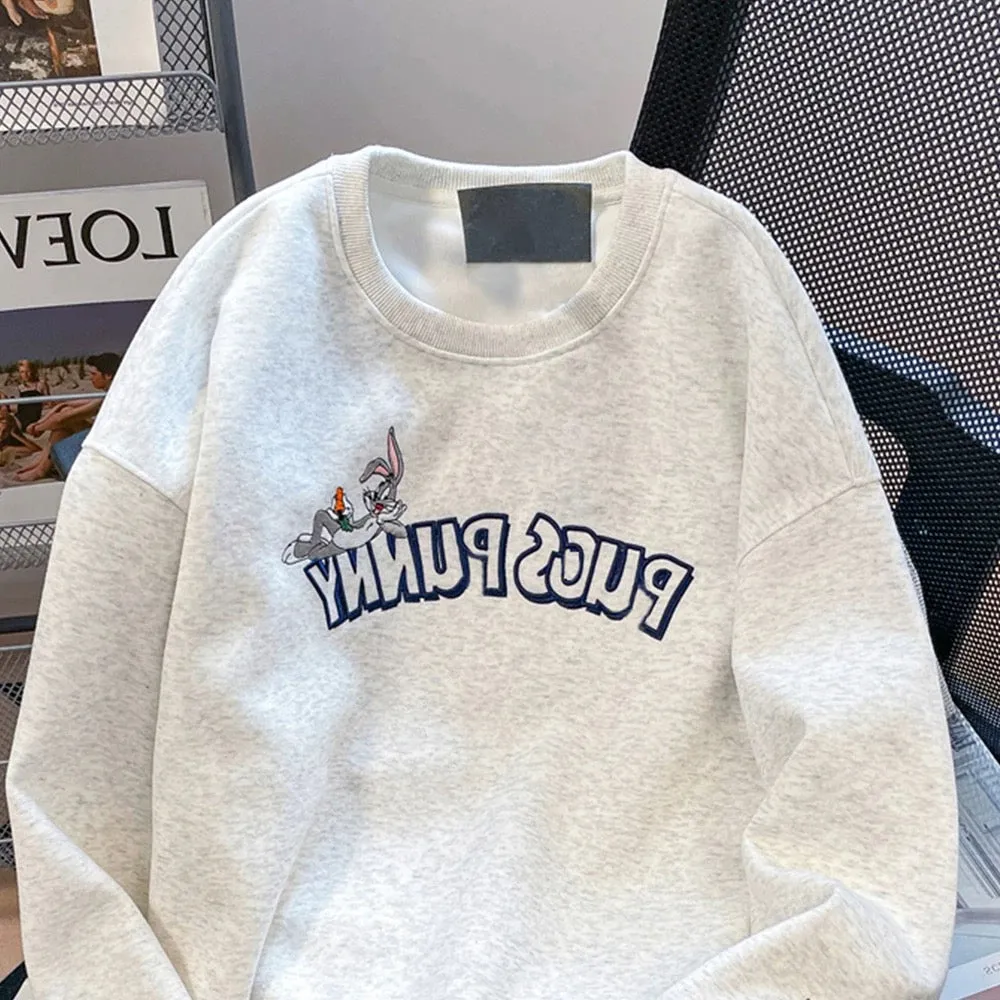 Japanese cityboy three-dimensional embroidered rabbit sweatshirt for men and women in spring and autumn, high-end and beautiful 