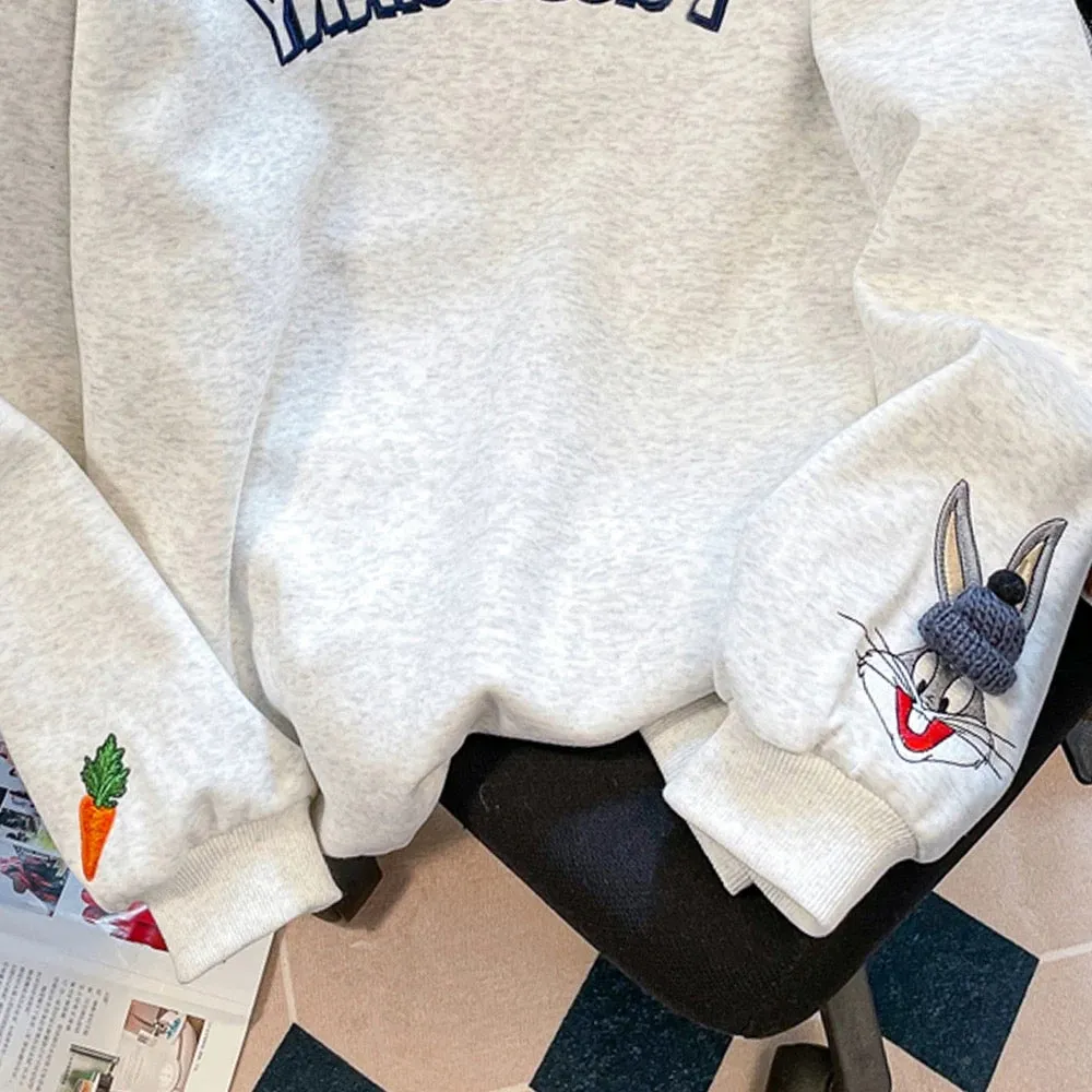 Japanese cityboy three-dimensional embroidered rabbit sweatshirt for men and women in spring and autumn, high-end and beautiful 