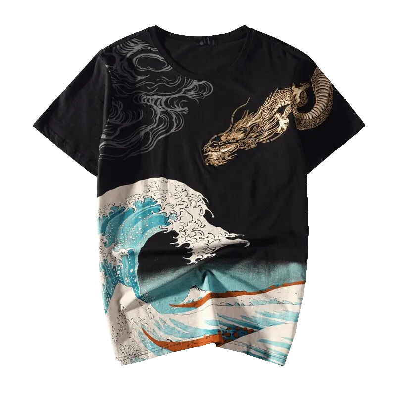 Kanagawa Great Wave Embroidered T-Shirt