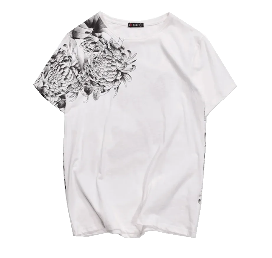 Koi Fish embroidered T-Shirt - White