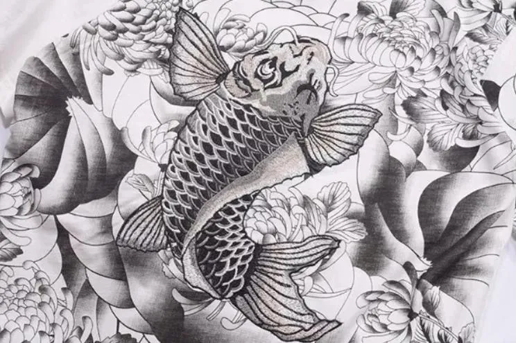 Koi Fish embroidered T-Shirt - White