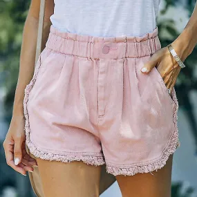 Ladies Fashion Button Denim Shorts Women Holiday Vintage Pockets Bottoms Stretch