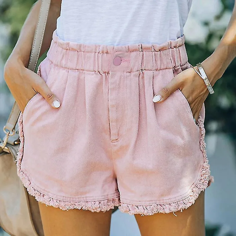 Ladies Fashion Button Denim Shorts Women Holiday Vintage Pockets Bottoms Stretch