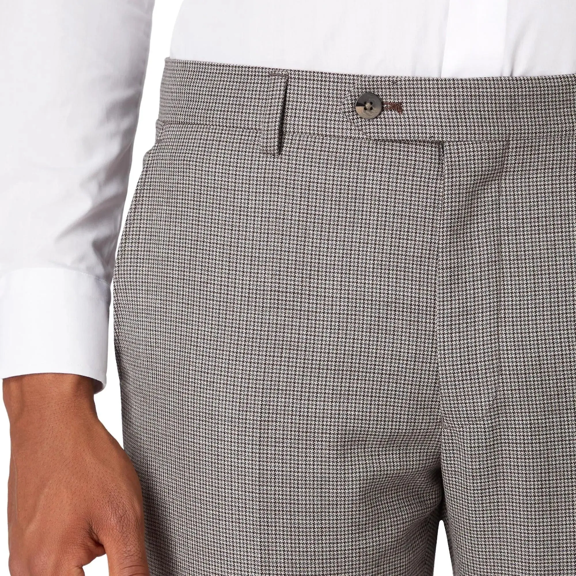 Lazio houndstooth suit trouser - beige / brown