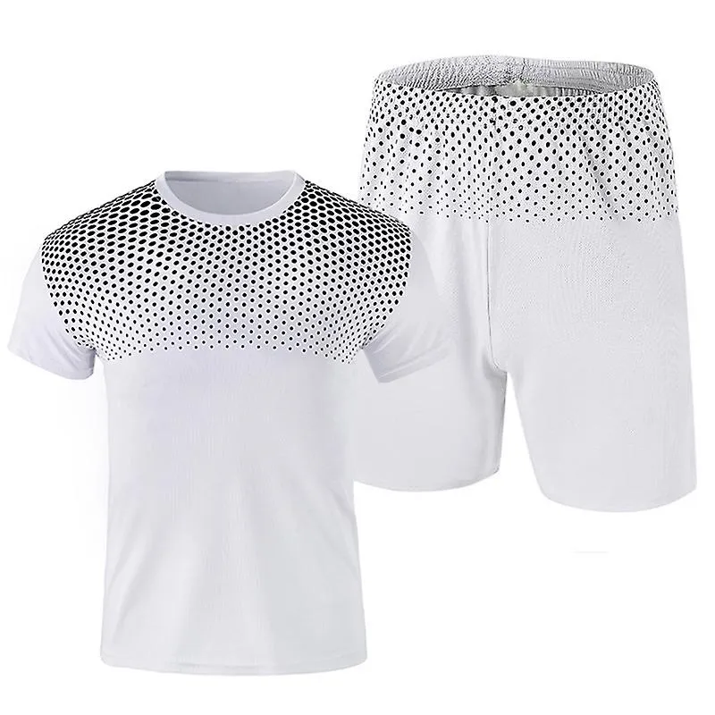 Men Summer Tracksuit 2 Piece Outfits, Short Sleeve T-Shirts Shorts Sportswear