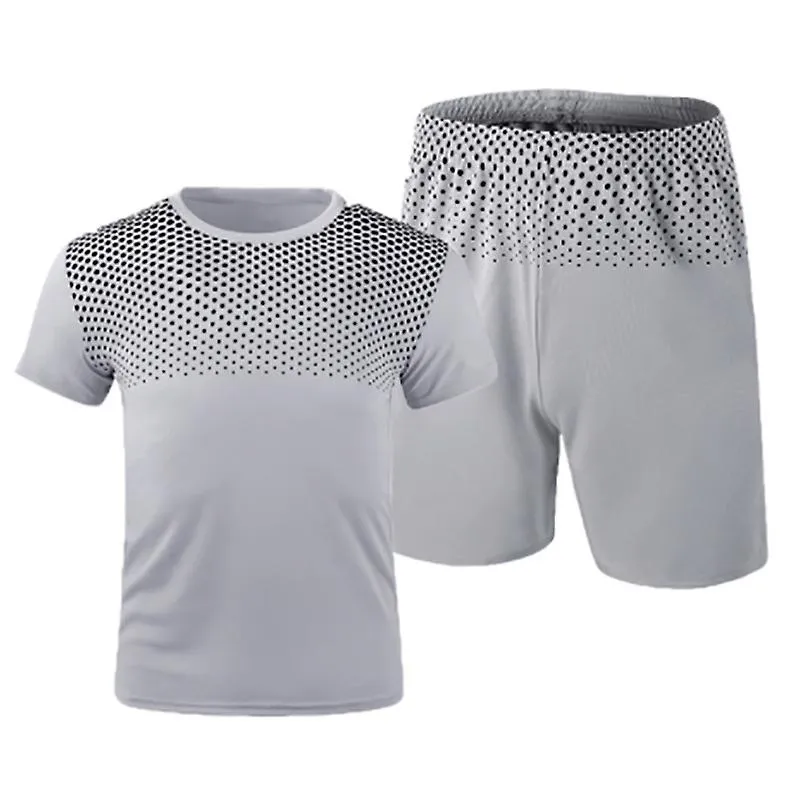 Men Summer Tracksuit 2 Piece Outfits, Short Sleeve T-Shirts Shorts Sportswear