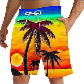 Men's Casual Printed Drawstring Trouser Beach Shorts Pants With Pocket FAN0693