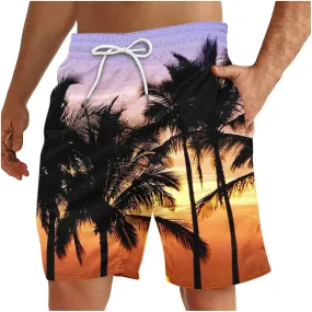 Men's Casual Printed Drawstring Trouser Beach Shorts Pants With Pocket FAN0706