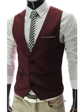 Men's V-neck Suit Vests Waistcoat For Business, Wedding, Formal Or Casual Dress Vest Tops Slim Fit Waist Coats For Tuxedo Pl