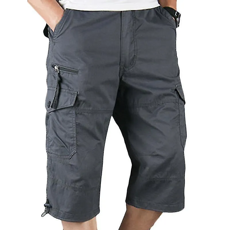 Mens Combat Cargo 3/4 Shorts Cropped Work Pocket Pants Casual Bottoms