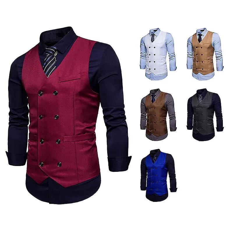 Mens Double Breasted Suit Vests, Slim Fit Floral Waistcoats