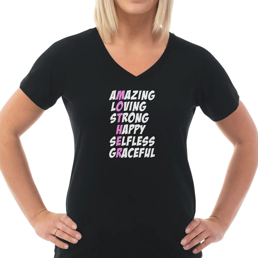 Mother Words Ladies Cotton V-Neck T-Shirt