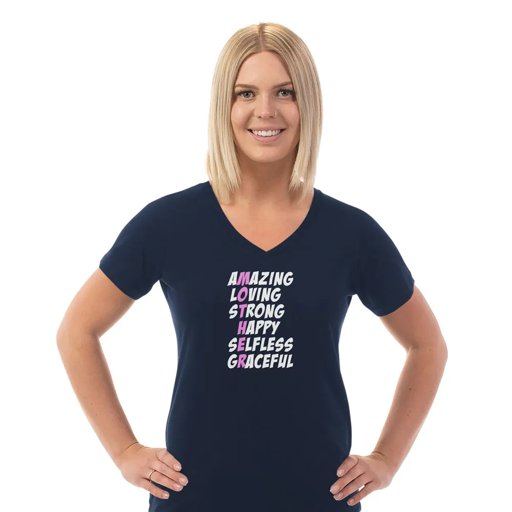 Mother Words Ladies Cotton V-Neck T-Shirt