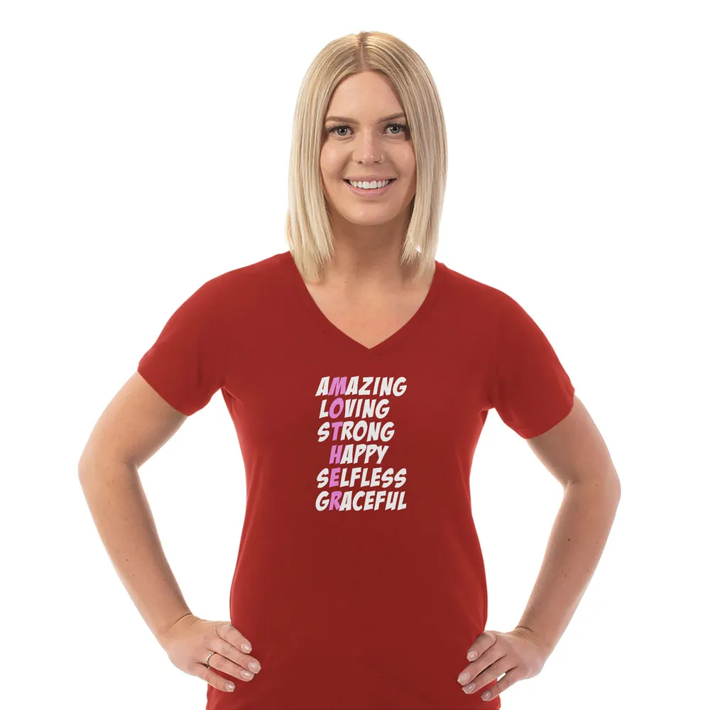 Mother Words Ladies Cotton V-Neck T-Shirt