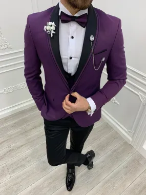 Napolia Royal Purple Slim Fit Tuxedo