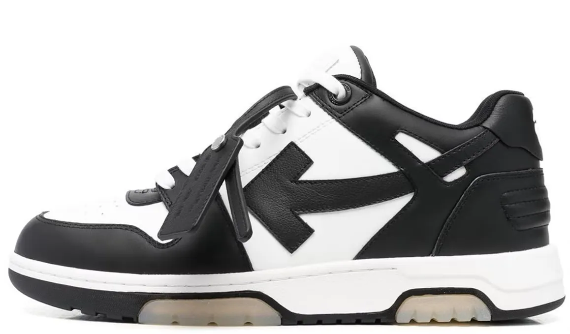 OFF-WHITE Out Of Office OOO Low Tops White Black White