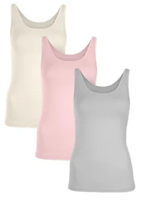 Pack of 3 Round Neck Vests by Creation L | Grattan