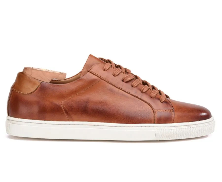 Patina Chestnut Men's leather Trainers - INGLEWOOD