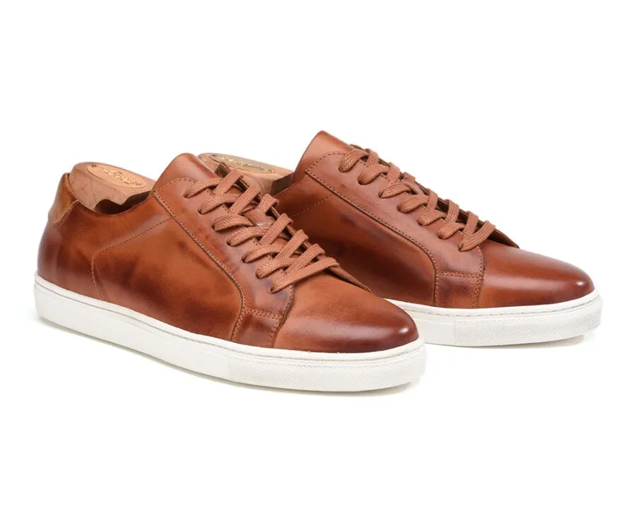 Patina Chestnut Men's leather Trainers - INGLEWOOD